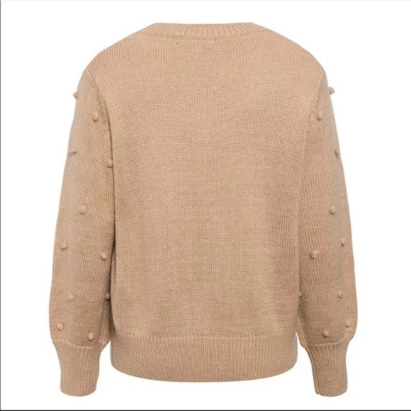New Arrival! Tan Cable Knit Pom Pom Sweater Top - Picture 6 of 9